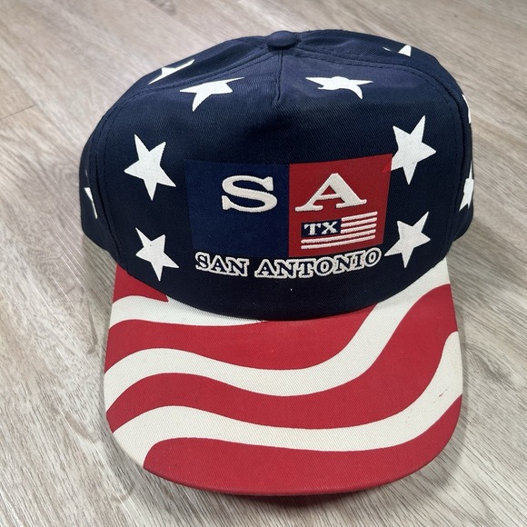 Youngan Other - VTG 90s San Antonio Texas USA Snapback Hat Blue Red‎ Cap